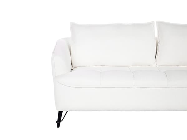 Sofa Hvit Boucle Polstring Tre Ramme Stue 3 Seter Moderne Stil Design Til Stue