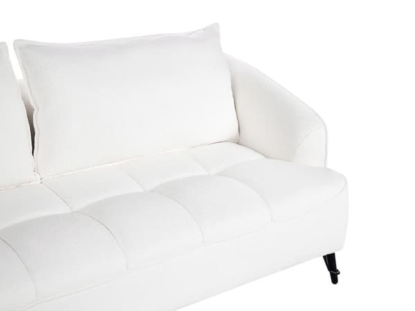 Sofa Hvit Boucle Polstring Tre Ramme Stue 3 Seter Moderne Stil Design Til Stue