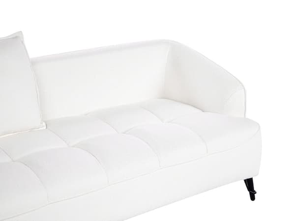 Sofa Hvit Boucle Polstring Tre Ramme Stue 3 Seter Moderne Stil Design Til Stue