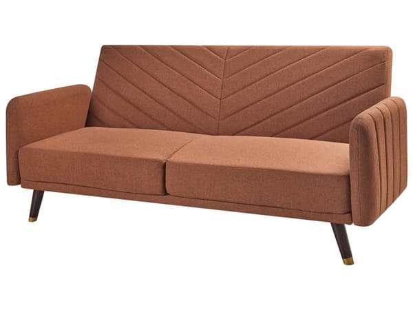 Sovesofa Oransje Imitert Lin Stoff Moderne Stue 3 Seter Treben Spor Arm