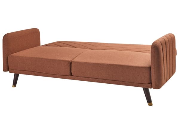 Sovesofa Oransje Imitert Lin Stoff Moderne Stue 3 Seter Treben Spor Arm