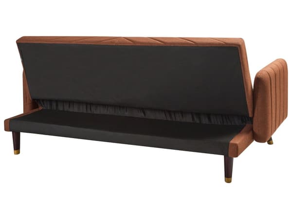 Sovesofa Oransje Imitert Lin Stoff Moderne Stue 3 Seter Treben Spor Arm