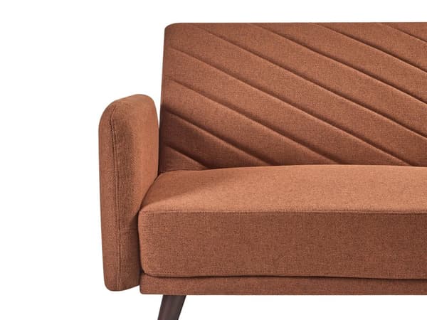Sovesofa Oransje Imitert Lin Stoff Moderne Stue 3 Seter Treben Spor Arm