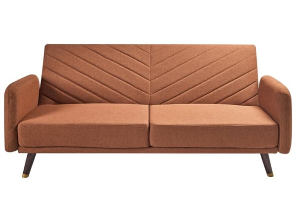 Sovesofa Oransje Imitert Lin Stoff Moderne Stue 3 Seter Treben Spor Arm