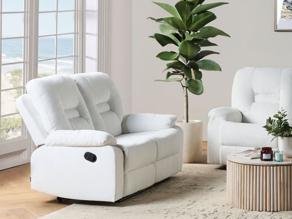 Hvilestol Sofa Hvile 2 Seter Manuelt Justerbar Rygg og Fotstøtte Stue Møbler