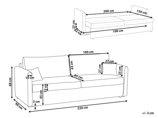 Sovesofa Lys Grå Polyester Stoff Konvertible Sovesofa med Oppbevaring Ekstra Puter Avtakbare Trekk Moderne Minimalistisk Stil