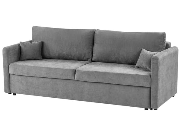 Sovesofa Lys Grå Polyester Stoff Konvertible Sovesofa med Oppbevaring Ekstra Puter Avtakbare Trekk Moderne Minimalistisk Stil