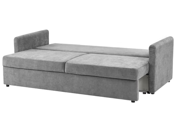 Sovesofa Lys Grå Polyester Stoff Konvertible Sovesofa med Oppbevaring Ekstra Puter Avtakbare Trekk Moderne Minimalistisk Stil