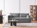 Miniatyrbilde 2 av 11: Sovesofa Lys Grå Polyester Stoff Konvertible Sovesofa med Oppbevaring Ekstra Puter Avtakbare Trekk Moderne Minimalistisk Stil