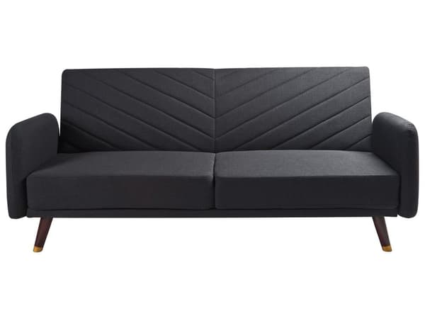 Sovesofa Svart Imitert Lin Stoff Moderne Stue 3 Seter Treben Spor Arm