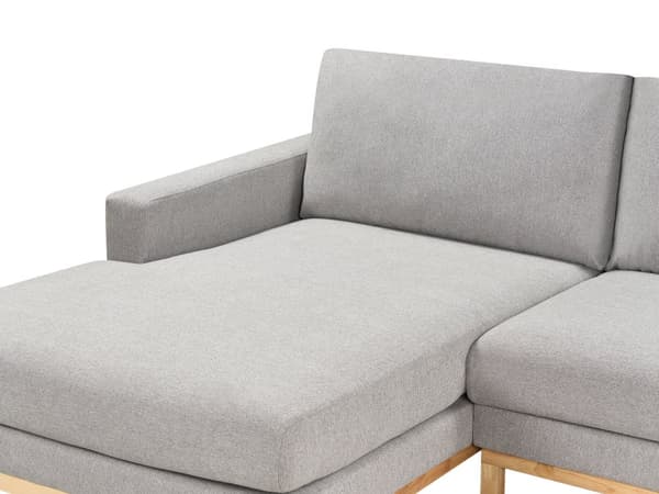 Høyre Hjørnesofa Grå Polstring av Stoffet Treben Stilig Design Moderne Stil
