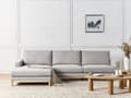 Miniatyrbilde 2 av 11: Høyre Hjørnesofa Grå Polstring av Stoffet Treben Stilig Design Moderne Stil