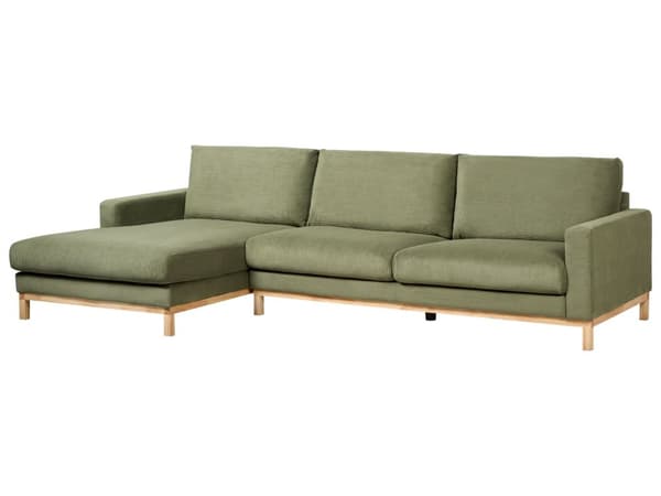 Høyre Hjørnesofa Grønn Polstring av Kordfløyel Treben Stilig Design Moderne Stil