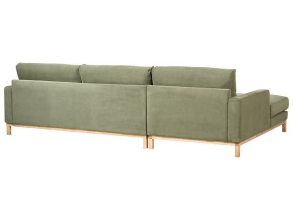 Høyre Hjørnesofa Grønn Polstring av Kordfløyel Treben Stilig Design Moderne Stil
