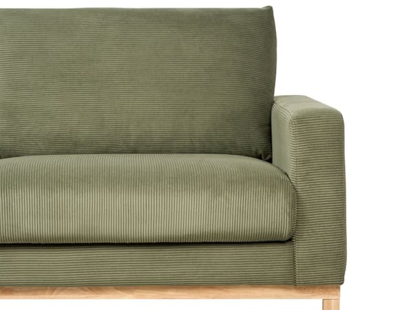 Høyre Hjørnesofa Grønn Polstring av Kordfløyel Treben Stilig Design Moderne Stil