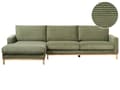 Miniatyrbilde 1 av 11: Høyre Hjørnesofa Grønn Polstring av Kordfløyel Treben Stilig Design Moderne Stil