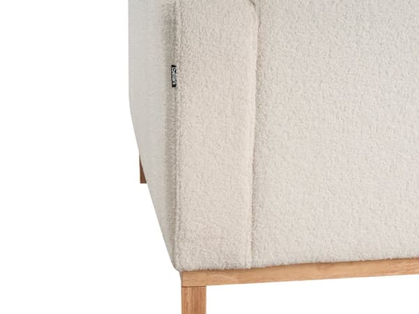 Høyre Hjørnesofa Hvit Polstring av Boucle Treben Stilig Design Moderne Stil