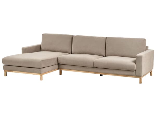Høyre Hjørnesofa Taupe Polstring av Stoffet Treben Stilig Design Moderne Stil