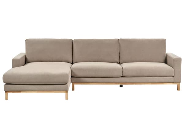 Høyre Hjørnesofa Taupe Polstring av Stoffet Treben Stilig Design Moderne Stil