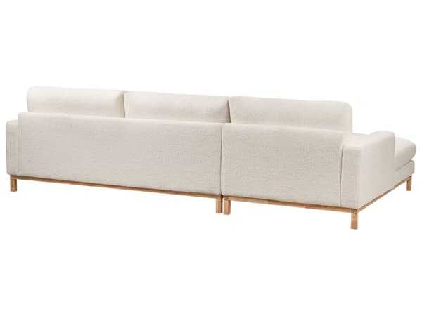 Højrevendt hjørnesofa hvid kraftig boucle beklædning træben stilfuld moderne stil