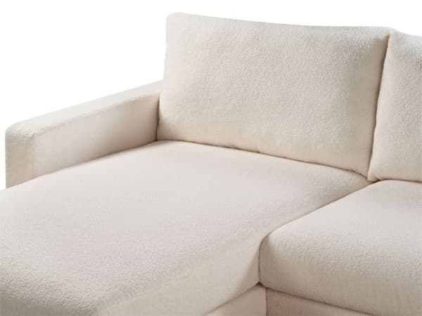 Højrevendt hjørnesofa hvid kraftig boucle beklædning træben stilfuld moderne stil