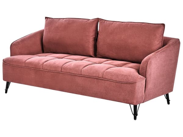 Sofa Bordeaux Polyester 3 Personers Tyk Polstret Dyb Blød Stofsofa til Stuen Moderne Inspiration Stue Møbel Klassisk