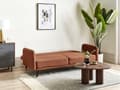 Miniatyrbillede 4 af 11: Sovesofa Orange Imiteret Hør 3 Personers Moderne Blød Sofa Sofaseng Tre Personers Designsofa Praktisk Splitback Stofsofa God Liggekomfort