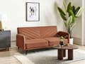 Miniatyrbillede 2 af 11: Sovesofa Orange Imiteret Hør 3 Personers Moderne Blød Sofa Sofaseng Tre Personers Designsofa Praktisk Splitback Stofsofa God Liggekomfort