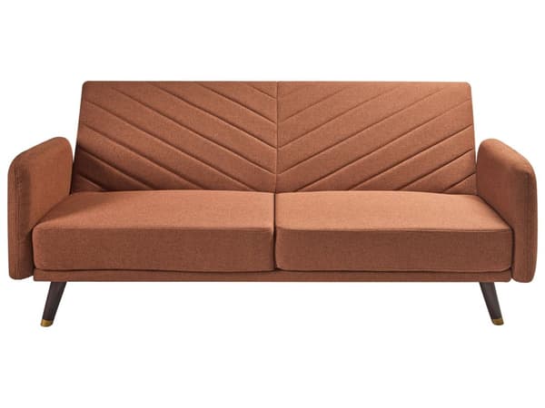 Sovesofa Orange Imiteret Hør 3 Personers Moderne Blød Sofa Sofaseng Tre Personers Designsofa Praktisk Splitback Stofsofa God Liggekomfort