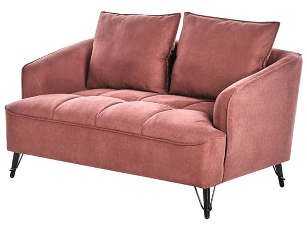 Sofa Bordeaux Polyester 2 Personers Tyk Polstret Dyb Blød Stofsofa til Stuen Moderne Inspiration Stue Møbel Klassisk