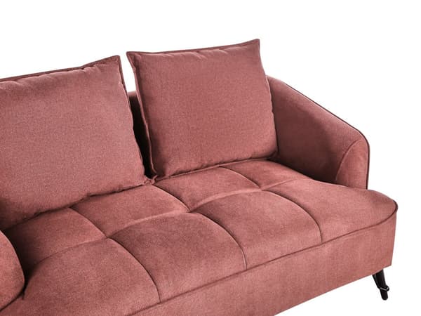 Sofa Bordeaux Polyester 2 Personers Tyk Polstret Dyb Blød Stofsofa til Stuen Moderne Inspiration Stue Møbel Klassisk