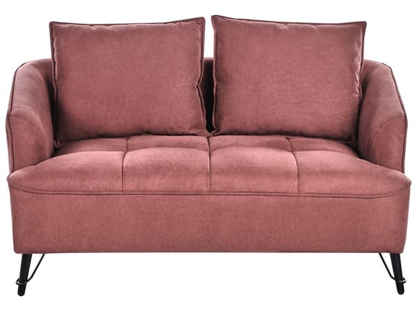 Sofa Bordeaux Polyester 2 Personers Tyk Polstret Dyb Blød Stofsofa til Stuen Moderne Inspiration Stue Møbel Klassisk