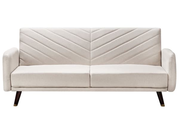Sovesofa Beige Imiteret Hør 3 Personers Moderne Blød Sofa Sofaseng Tre Personers Designsofa Praktisk Splitback Stofsofa God Liggekomfort