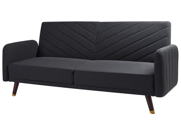 Sovesofa Sort Imiteret Hør 3 Personers Moderne Blød Sofa Sofaseng Tre Personers Designsofa Praktisk Splitback Stofsofa God Liggekomfort