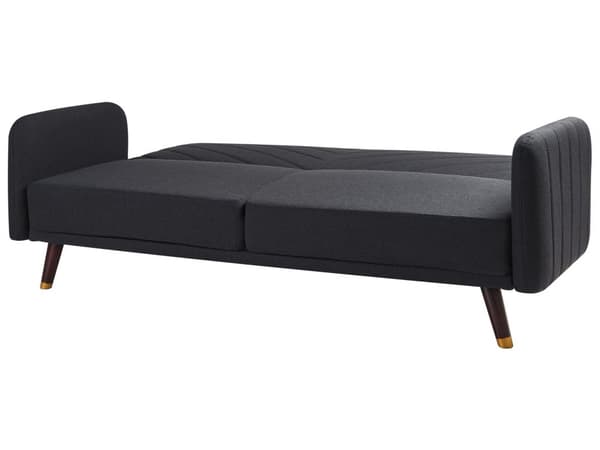 Sovesofa Sort Imiteret Hør 3 Personers Moderne Blød Sofa Sofaseng Tre Personers Designsofa Praktisk Splitback Stofsofa God Liggekomfort