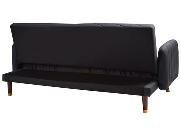 Sovesofa Sort Imiteret Hør 3 Personers Moderne Blød Sofa Sofaseng Tre Personers Designsofa Praktisk Splitback Stofsofa God Liggekomfort