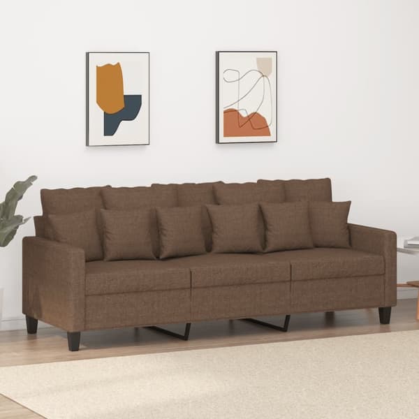 3-sitssoffa brun 180 cm tyg