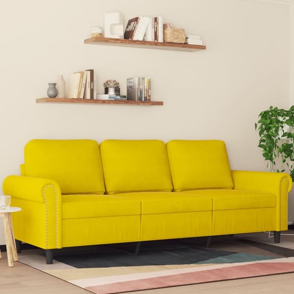 3-sitssoffa gul 180 cm sammet