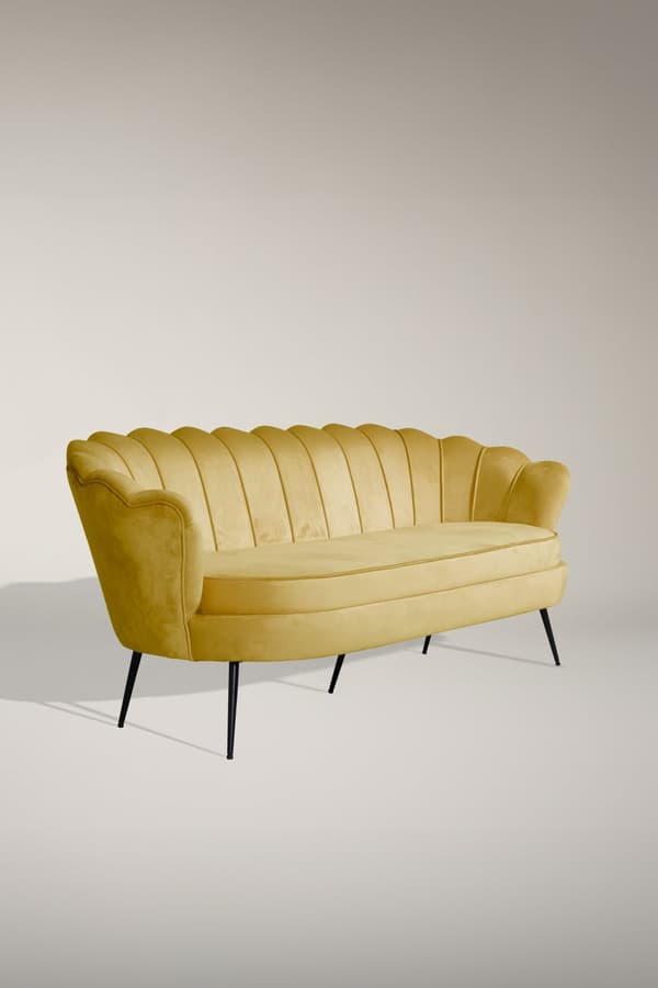 Nice sofa 3 seter velour karry gul.
