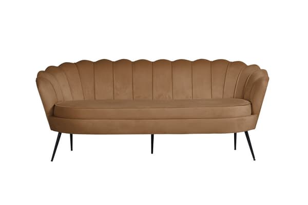 Nice sofa 3 seter velour cognac farget.