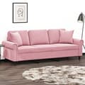 Miniatyrbild 1 av 2: 3-sitssoffa med prydnadskuddar rosa 180 cm sammet