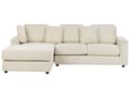 Miniatyrbillede 1 af 11: Hjørnesofa lys beige stofbetrukket L-formet højre side til stue opholdsrum