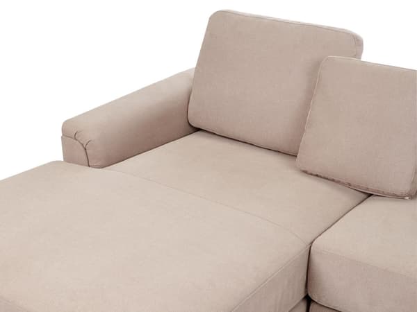 Hjørnesofa taupe stofbetrukket L-formet højre side til stue opholdsrum