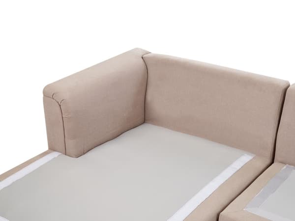 Hjørnesofa taupe stofbetrukket L-formet højre side til stue opholdsrum