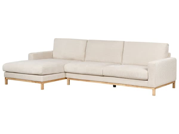 Hörnsoffa Höger Ljus Beige Manchesterklädsel Träben Stilren