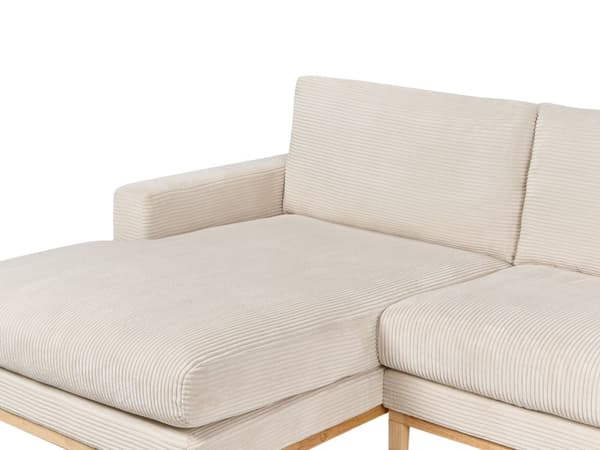 Hörnsoffa Höger Ljus Beige Manchesterklädsel Träben Stilren