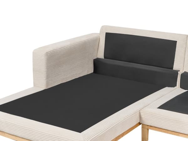Hörnsoffa Höger Ljus Beige Manchesterklädsel Träben Stilren