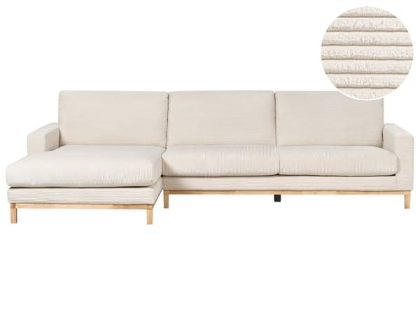 Hörnsoffa Höger Ljus Beige Manchesterklädsel Träben Stilren