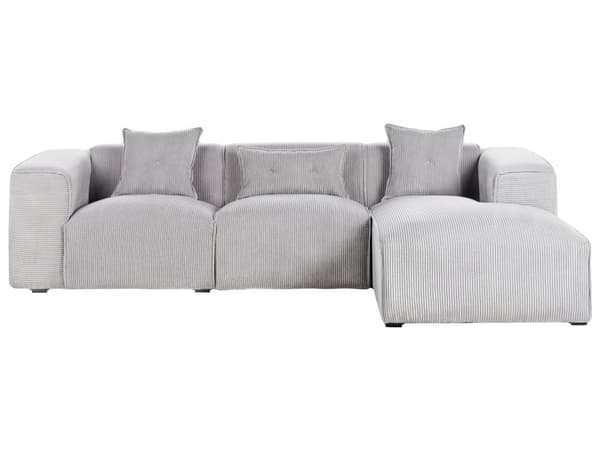 Hjørnesofa Taupe Fløjl og Skum 3 Personers Blød Rund Flyder Sofa med Bred Chaiselong Open End Pyntepuder Tilbehør Moderne Stue Indretning