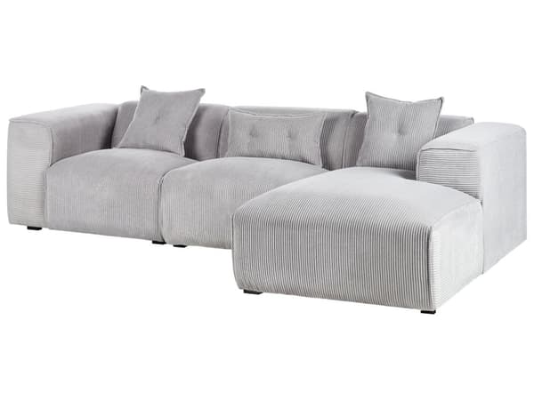 Hjørnesofa Taupe Fløjl og Skum 3 Personers Blød Rund Flyder Sofa med Bred Chaiselong Open End Pyntepuder Tilbehør Moderne Stue Indretning